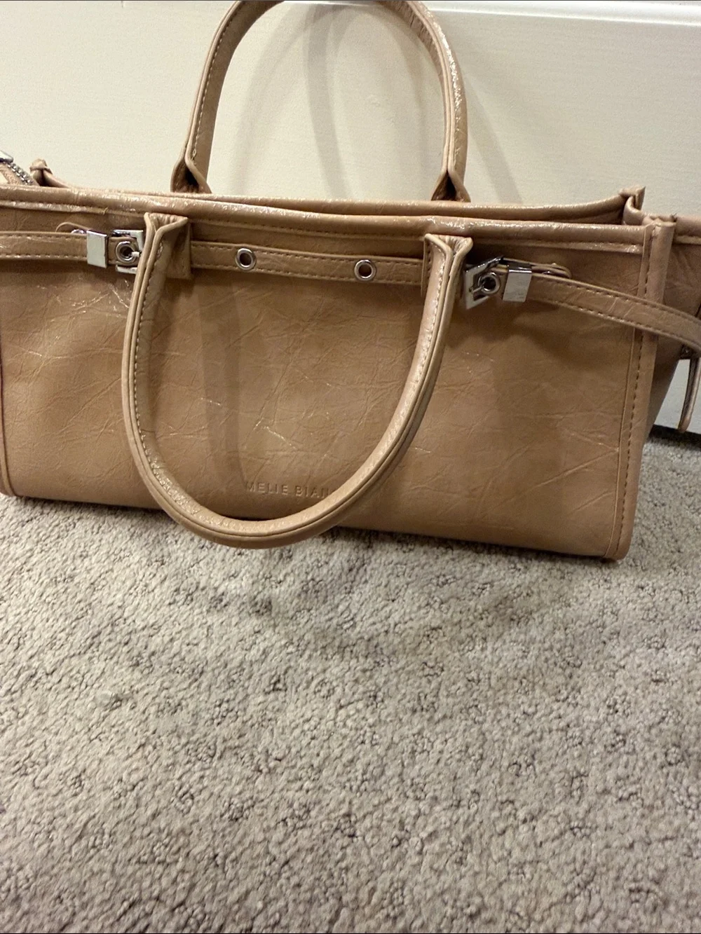 Melie Bianco Leather Structured Handbag